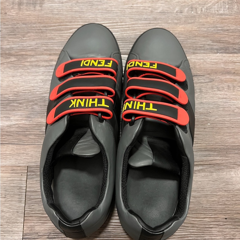 Fendi Gray and Red Sneakers with Sporty Design
